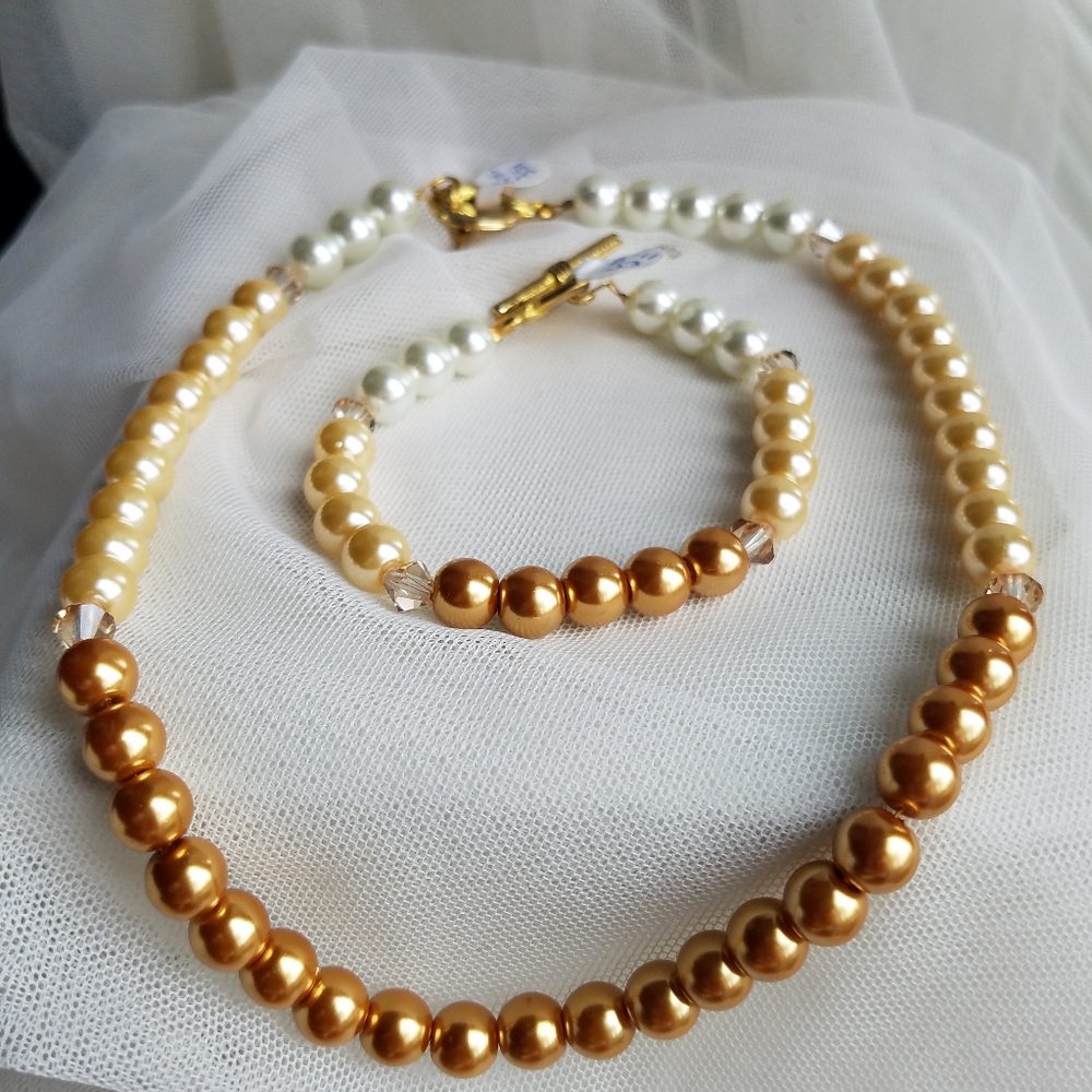 Swarovski Elements Metallic Bronze Faux Pearl Bracelet Handmade NWT - Picture 17 of 17